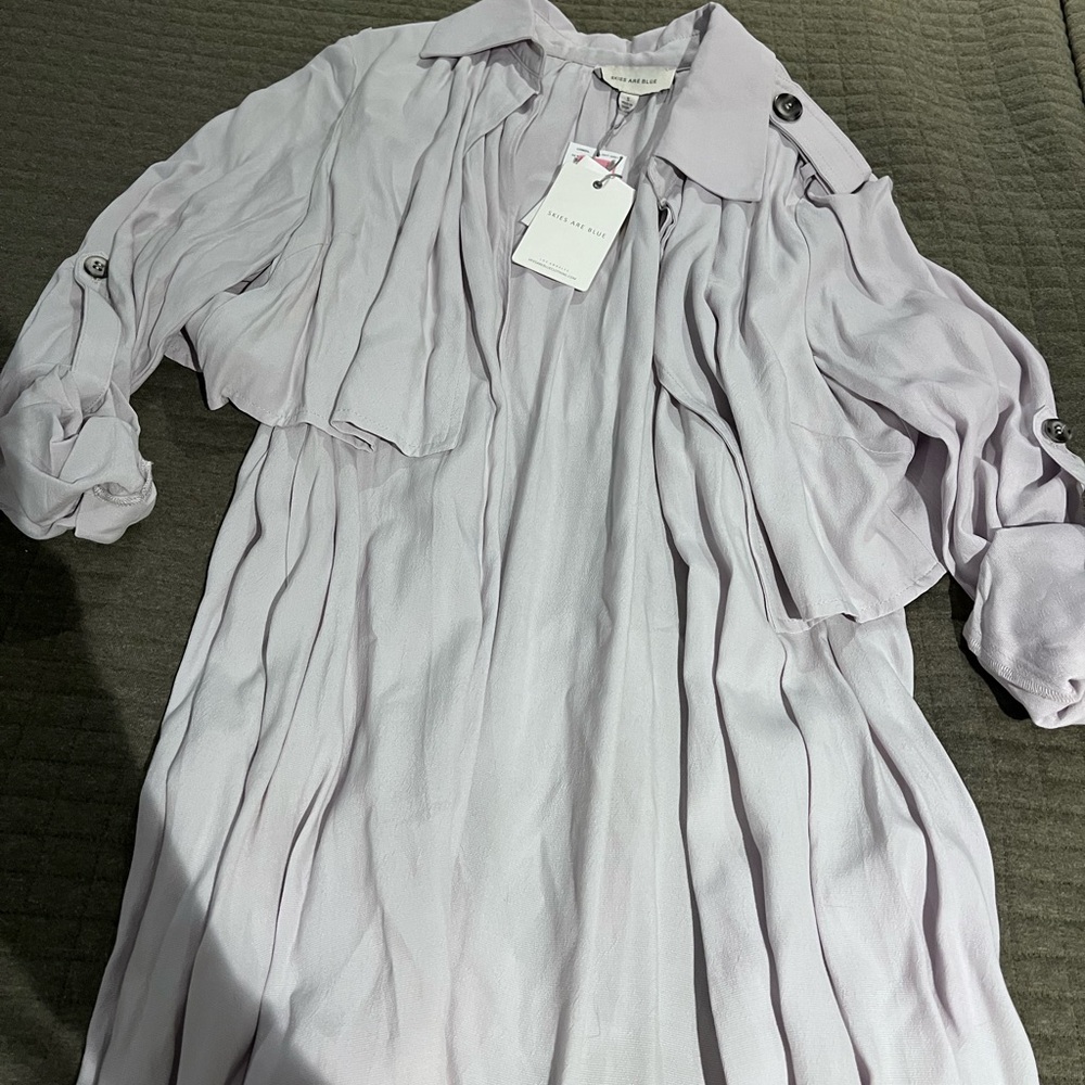 Skies Are Blue Lavender Button-Up Blouse